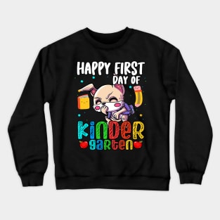 Happy First Day Of Kindergarten Rabbit Kids Crewneck Sweatshirt